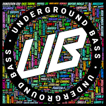Underground Bass WordArt T-Shirt - UB Logo & DJ Names - Unisex Tshirt