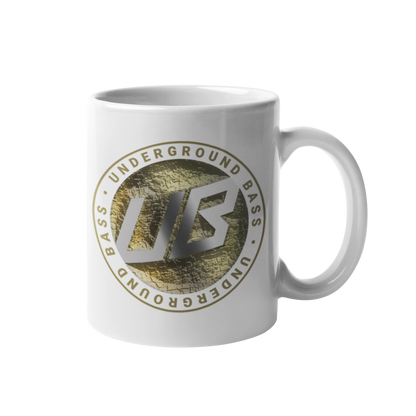 Underground Bass Print Coffee Mugs - WordArt & Gold Logo